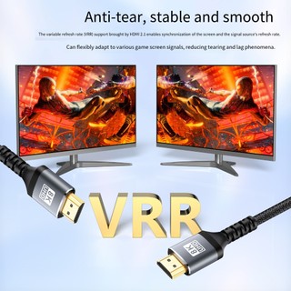 Cáp HDMI 2.1 8K @ 60Hz 48Gbps Nylon Braid Âm Thanh Nam HDR eARC Cho Laptop Máy Chiếu PC HDTV PS5 PS4 Màn Hình Chơi Game
