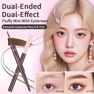 Kẻ lông mày hai đầu 2 trong 1 Chống thấm nước Bút chì kẻ mày Tint Nâu Tự nhiên Trang điểm Hàn Quốc Màu hồng Thuốc nhuộm lông mày lâu trôi