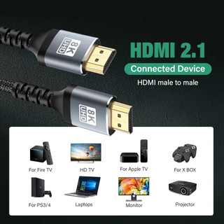 Cáp HDMI 2.1 8K @ 60Hz 48Gbps Nylon Braid Âm Thanh Nam HDR eARC Cho Laptop Máy Chiếu PC HDTV PS5 PS4 Màn Hình Chơi Game