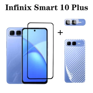 3in1 Dành Cho Infinix Smart 10 Plus Kính Cường Lực Cho Infinix Smart 10 10HD 9HD 8 Bảo Vệ Màn Hình + Phim Ống Kính + Phim Mặt Sau