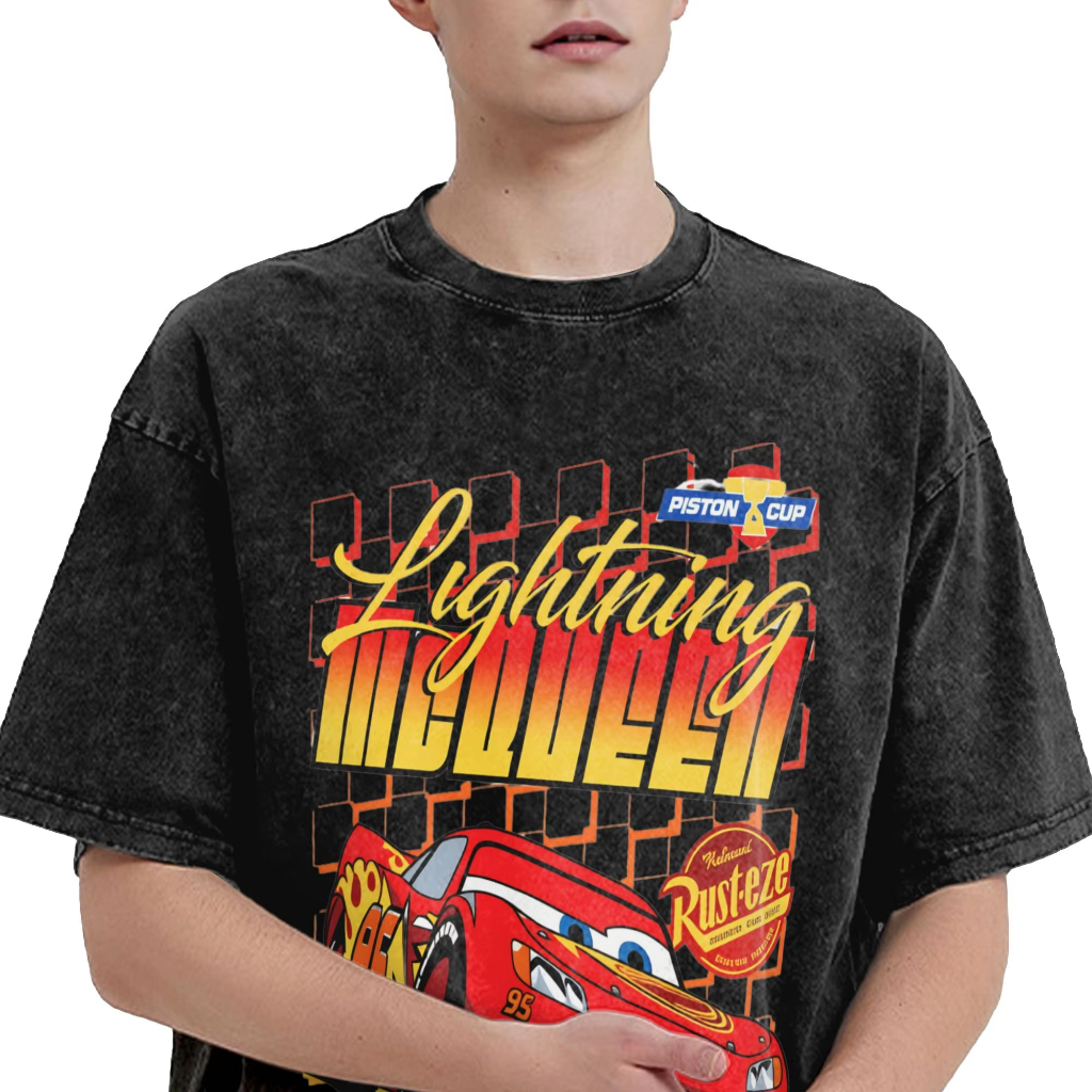 Áo thun nam họa tiết Lightning McQueen, chất liệu cotton thời trang