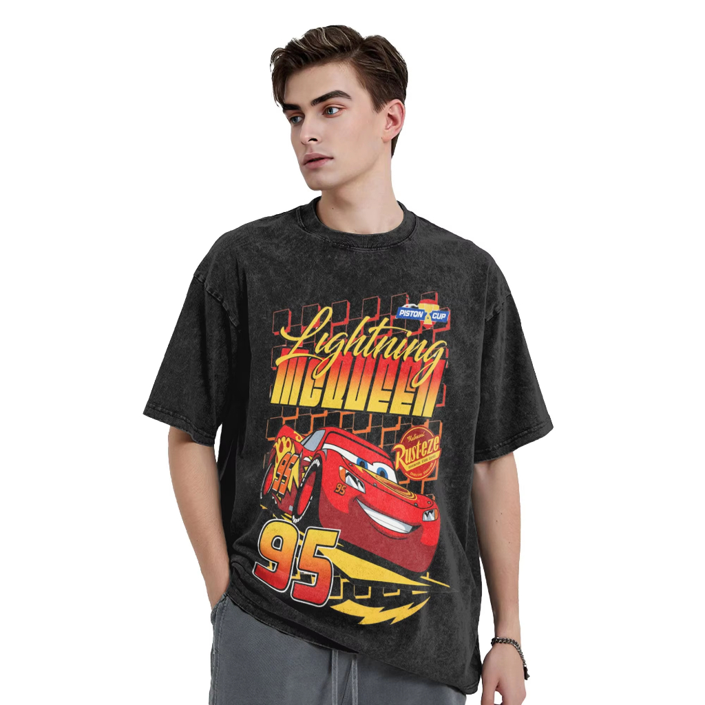 Áo thun nam họa tiết Lightning McQueen, chất liệu cotton thời trang