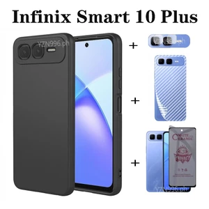 4in1 Dành Cho Infinix Smart 10 Plus Ốp Điện Thoại Thông Minh 10 10HD 9 8 Ốp Điện Thoại Silicon Mềm + Phim Bảo Vệ Quyền Riêng Tư Chống Gián Điệp + Phim Ống Kính + Ốp Lưng