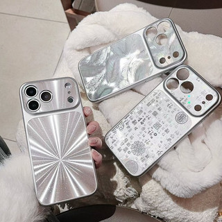 Bạc Làm Giàu Phước Lành Toàn Ống Kính Bảo Vệ Ốp Lưng Điện Thoại iPhone 17Promax 17pro 13 14 15 16 Pro Max Chống Sốc Nam Nữ Vỏ Di Động