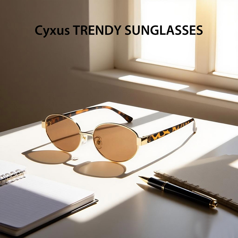 Cyxus Kính Râm Gọng Oval Retro Cổ Điển Chống Tia UV400 Thời Trang Unisex Hoàn Hảo Cho Du Lịch Và Đi Biển 1326