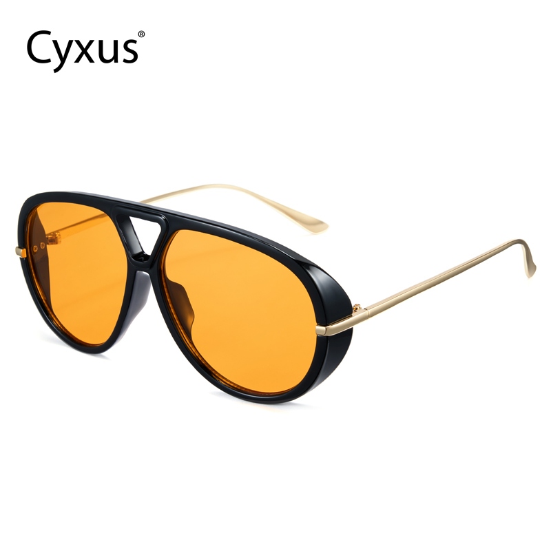 Cyxus Kính Râm Nữ Kiểu Aviator Retro Gọng Kim Loại Cầu Đôi Cổ Điển Chống Tia UV400 Bảo Vệ Mắt 1319