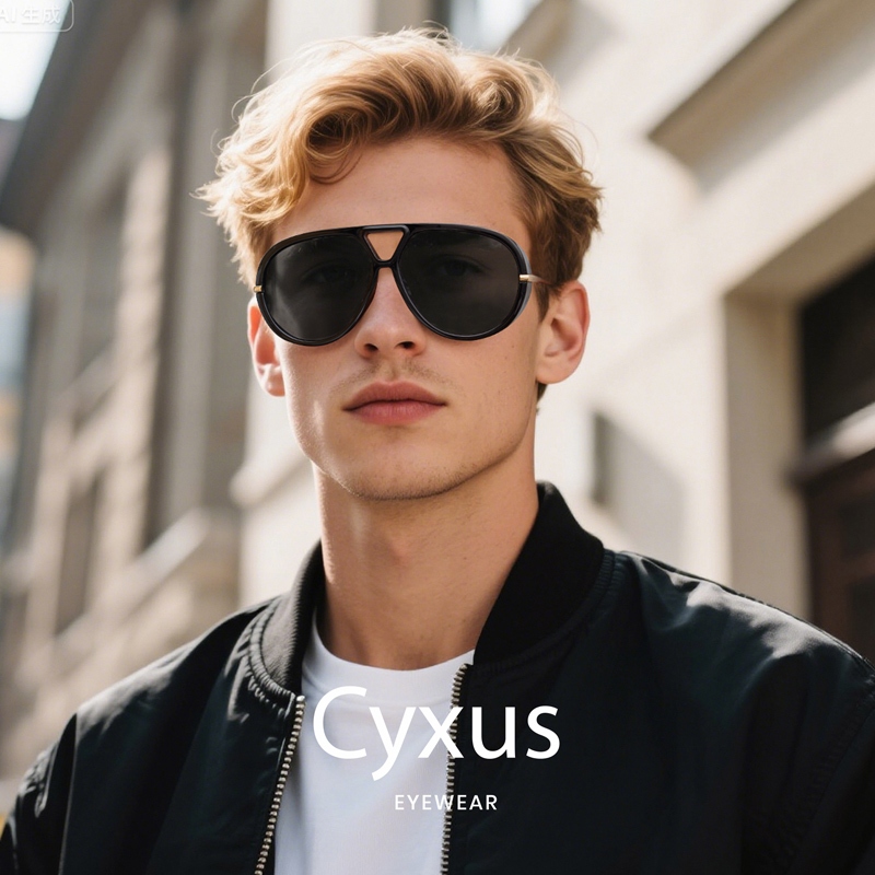 Cyxus Kính Râm Nữ Kiểu Aviator Retro Gọng Kim Loại Cầu Đôi Cổ Điển Chống Tia UV400 Bảo Vệ Mắt 1319
