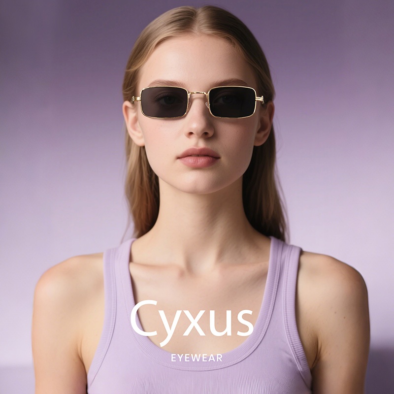 Cyxus Kính Râm Nữ Phong Cách Hàn Quốc Retro 90s Y2k Gọng Kim Loại Hình Chữ Nhật Nhỏ Nhẹ Không Phân Cực Chống UV400 1310