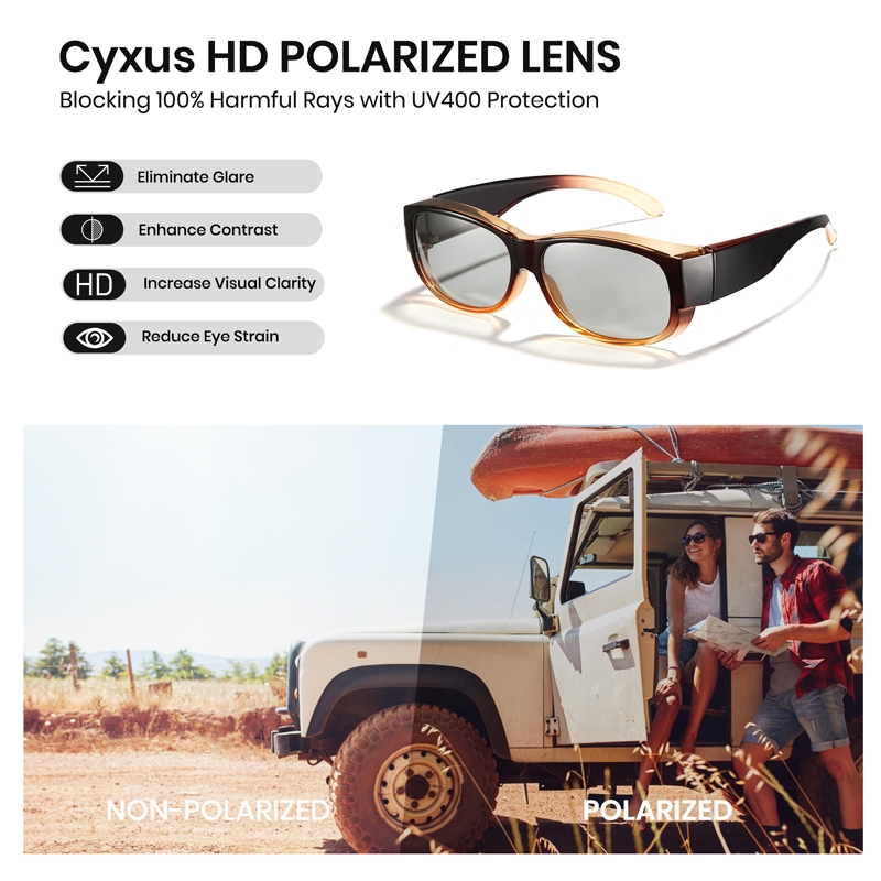 Cyxus Kính Mát Nam Nữ Dạng Che Phủ Phân Cực Chống Tia UV400 Hiệu Quả Bảo Vệ Mắt Kép Cho Các Hoạt Động Ngoài Trời Như Lái Xe 1303