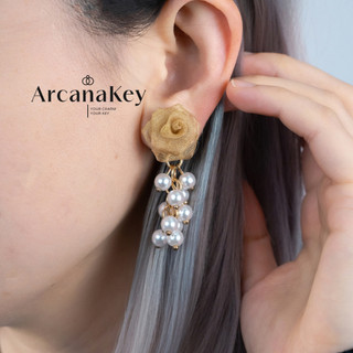 [COD] Bông tai lưới hoa hồng thiết kế thanh lịch, nhẹ và thoải mái khi mặc hàng ngày hoặc tiệc tùng [ArcanaKey]