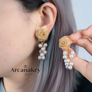 [COD] Bông tai lưới hoa hồng thiết kế thanh lịch, nhẹ và thoải mái khi mặc hàng ngày hoặc tiệc tùng [ArcanaKey]