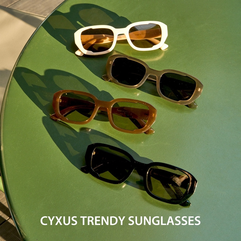 Cyxus Kính Râm Thời Trang Unisex Gọng Chữ Nhật Chống UV400 Chống Chói Phong Cách Hàn Quốc Dùng Cho Ngoài Trời 1271