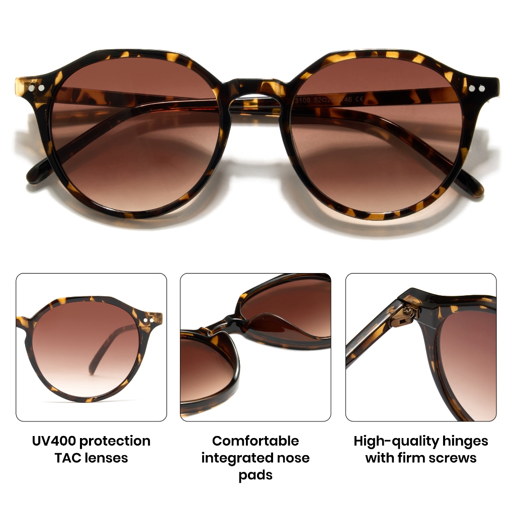 Cyxus Kính Râm Unisex Phong Cách Nhật Bản Retro Thanh Lịch Gọng Hình Tròn Cổ Điển Bảo Vệ Mắt Khỏi Tia UV Hiệu Quả 1251