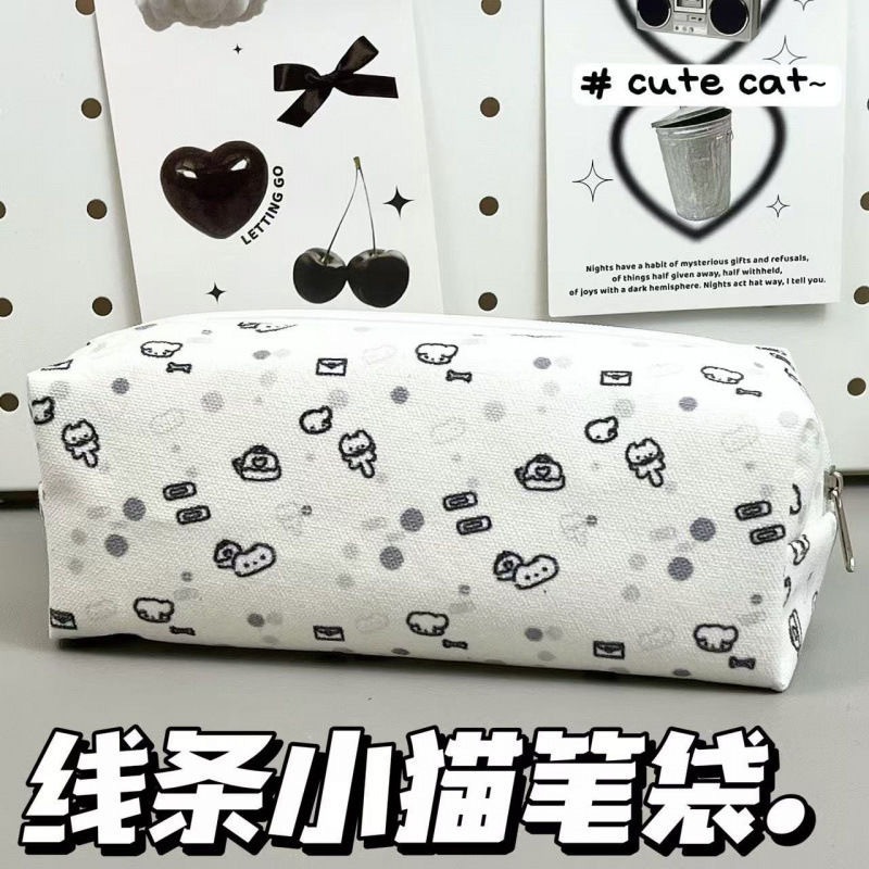 Hộp đựng bút chì thiết kế mèo con màu đen dung tích lớn / Túi đựng bút / Hộp đựng bút / Túi đựng chì