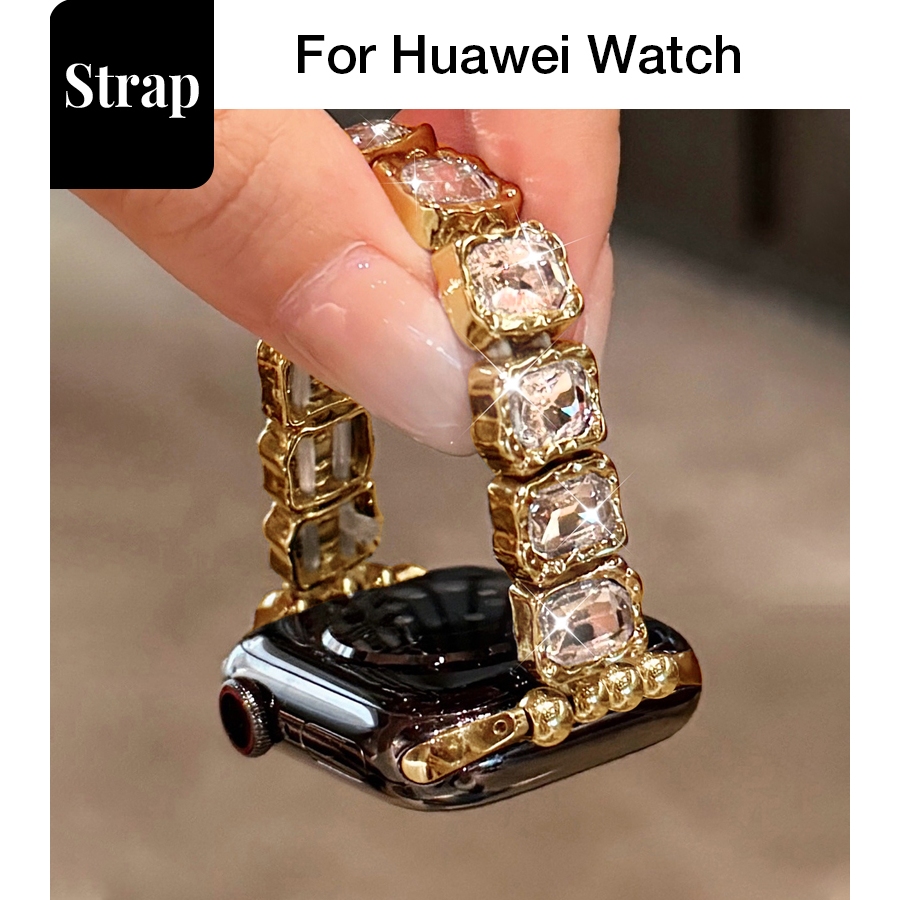 Thời Trang Nữ Nhiều Màu Sắc Vuông Kim Cương Kim Loại Dây Đeo Vòng Tay Đàn Hồi Thích Hợp Cho Huawei Watch Fit 4Pro Huawei Watch Fit4 Huawei Watch Fit3 Huawei Watch Fit2