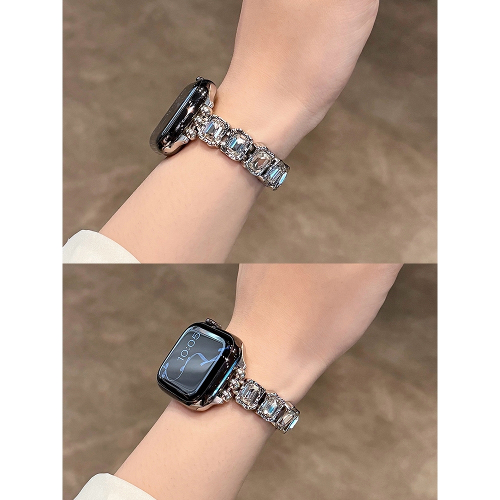 Thời Trang Nữ Nhiều Màu Sắc Vuông Kim Cương Kim Loại Dây Đeo Vòng Tay Đàn Hồi Thích Hợp Cho Huawei Watch Fit 4Pro Huawei Watch Fit4 Huawei Watch Fit3 Huawei Watch Fit2