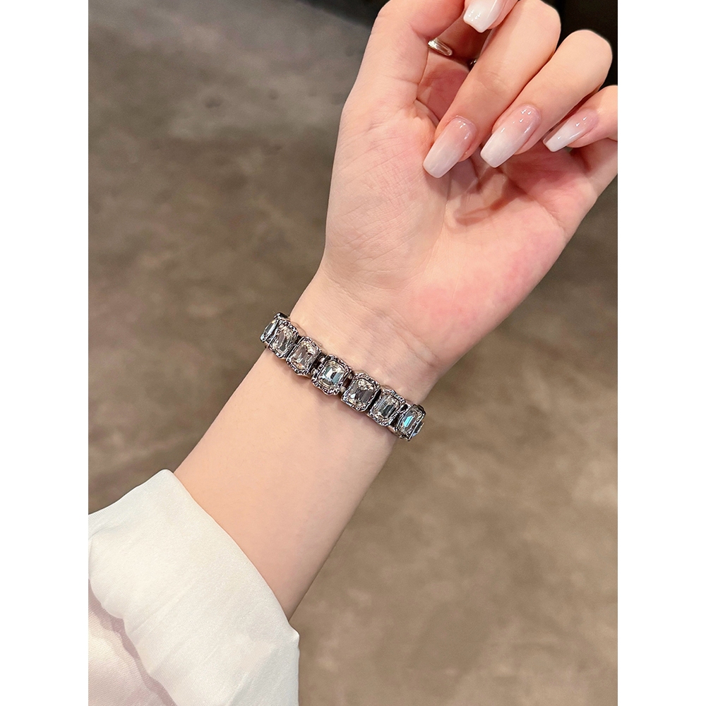 Thời Trang Nữ Nhiều Màu Sắc Vuông Kim Cương Kim Loại Dây Đeo Vòng Tay Đàn Hồi Thích Hợp Cho Huawei Watch Fit 4Pro Huawei Watch Fit4 Huawei Watch Fit3 Huawei Watch Fit2
