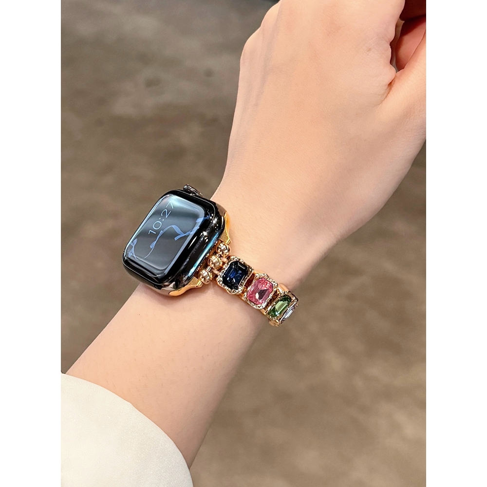 Thời Trang Nữ Nhiều Màu Sắc Vuông Kim Cương Kim Loại Dây Đeo Vòng Tay Đàn Hồi Thích Hợp Cho Huawei Watch Fit 4Pro Huawei Watch Fit4 Huawei Watch Fit3 Huawei Watch Fit2