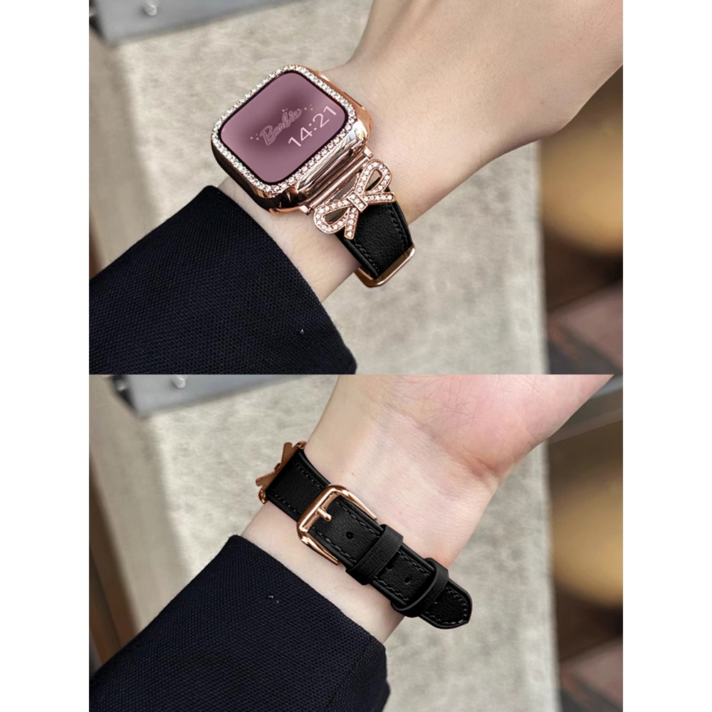 Dây đeo da nơ kim cương thời trang nữ Thích hợp cho Redmi xiaomi Redmi Watch 5 4 3 2Lite 2