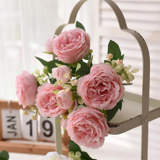 Hoa Nhân Tạo Lụa Hoa Hồng Hoa Mẫu Đơn Bó Hoa 5 Đầu 4 Buds Thực Vật Giả Thẩm Mỹ Cưới Nhà Phòng Khách Trang Trí Bàn DIY Sắp Xếp Tiệc