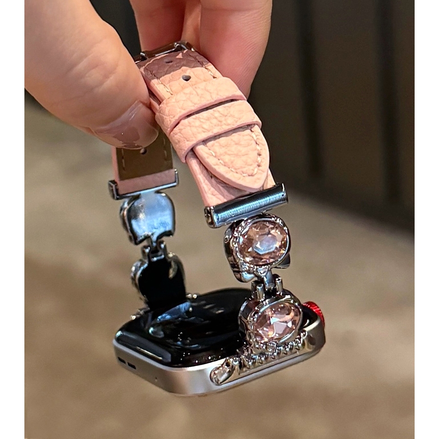 Đầu mèo kim loại đính kim cương dành cho nữ Dây da mỏng thời trang Thích hợp cho đồng hồ Huawei Fit 4Pro Huawei Watch Fit4 Huawei Watch Fit3 Huawei Watch Fit2