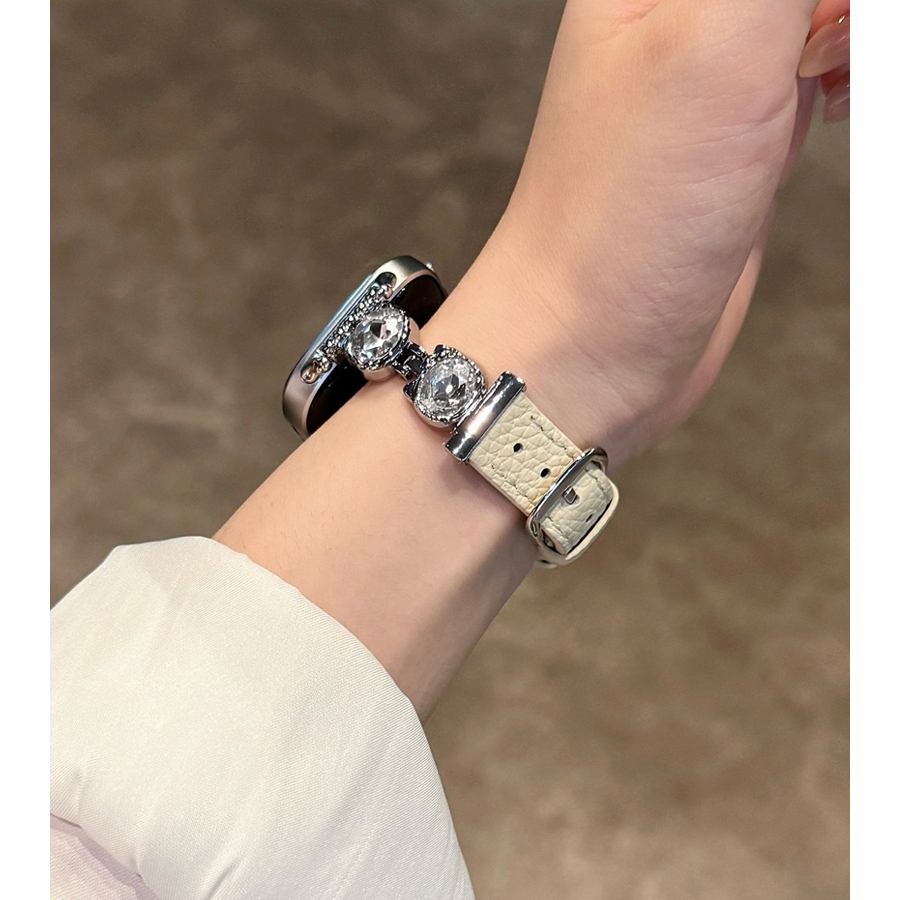Đầu mèo kim loại đính kim cương dành cho nữ Dây da mỏng thời trang Thích hợp cho đồng hồ Huawei Fit 4Pro Huawei Watch Fit4 Huawei Watch Fit3 Huawei Watch Fit2
