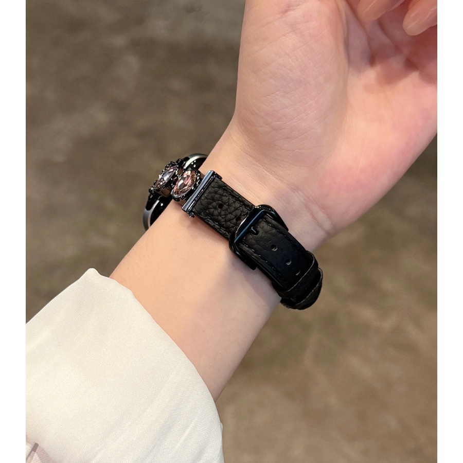 Đầu mèo kim loại đính kim cương dành cho nữ Dây da mỏng thời trang Thích hợp cho đồng hồ Huawei Fit 4Pro Huawei Watch Fit4 Huawei Watch Fit3 Huawei Watch Fit2