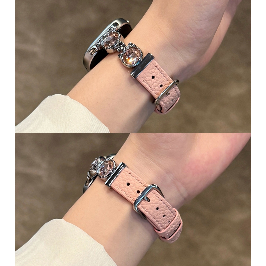 Đầu mèo kim loại đính kim cương dành cho nữ Dây da mỏng thời trang Thích hợp cho đồng hồ Huawei Fit 4Pro Huawei Watch Fit4 Huawei Watch Fit3 Huawei Watch Fit2