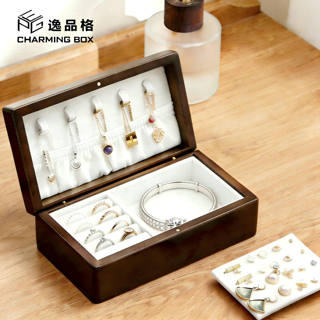 Hộp Đựng Trang Sức Bằng Gỗ Trơn Có Nắp Đậy Sắp Xếp Gọn Gàng