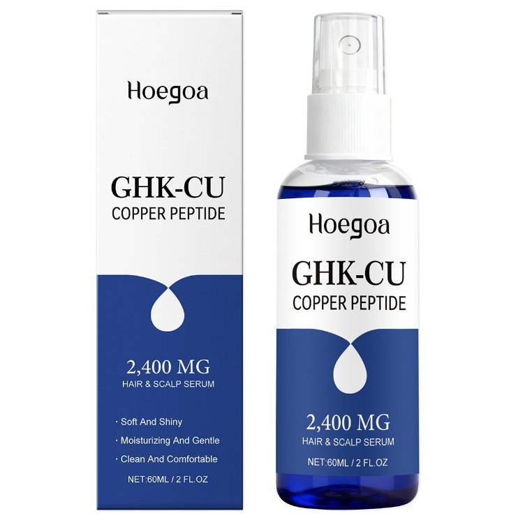 HOEGOA GHK-Cu Copper Peptide Hair & Scalp Serum – 2400mg, Peptide đồng 4% – Công thức hấp thụ nhanh, dựa trên nước để làm mềm tóc & tỏa sáng - Xịt dưỡng ẩm da đầu khô 60ml