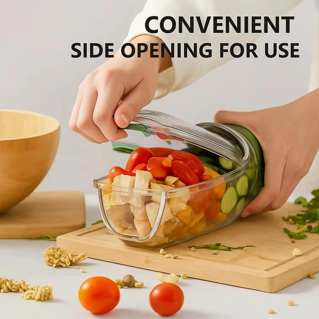 [Đũa miễn phí] Bình Salad Di Động Sáng Tạo 1000ML Mở Bên Thực Phẩm Nhựa Giảm Béo Bữa Ăn Hộp Cơm Trưa Ăn Sáng Hộp Bảo Quản Trái Cây Cho Dã Ngoại Văn Phòng Tại Nhà