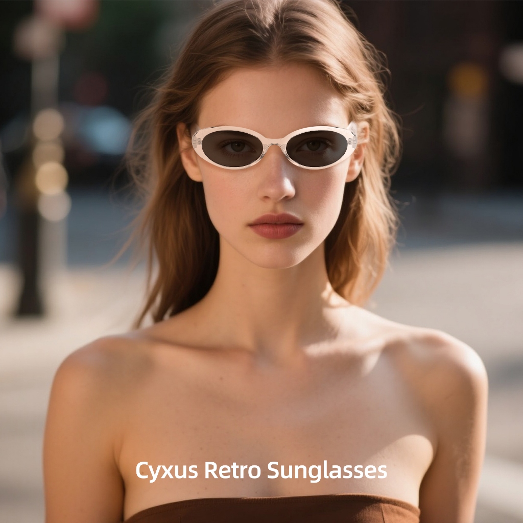Cyxus Kính Râm Nữ Phong Cách Vintage Gọng Oval Siêu Nhẹ Chống UV400 Chống Chói Lái Xe Ngoài Trời 1250