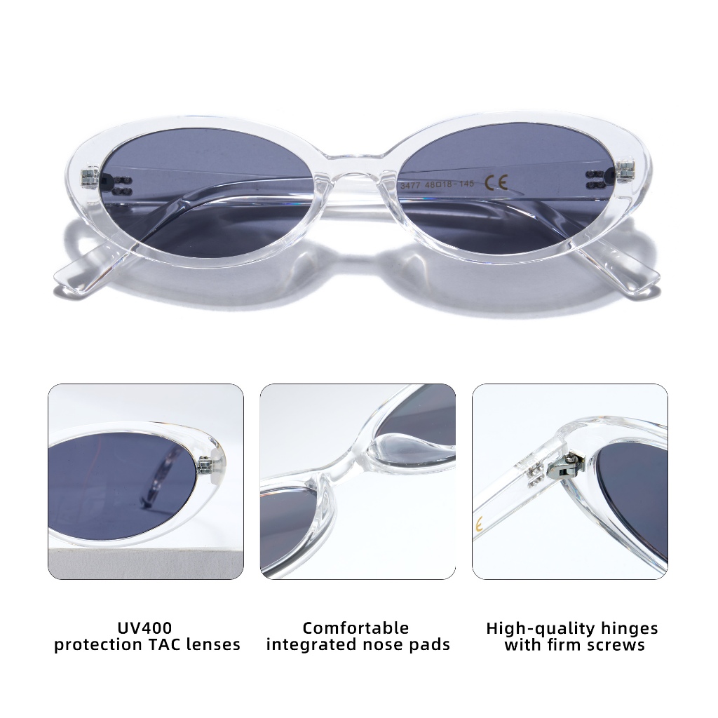Cyxus Kính Râm Nữ Phong Cách Vintage Gọng Oval Siêu Nhẹ Chống UV400 Chống Chói Lái Xe Ngoài Trời 1250