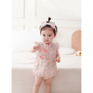 Bé Sơ Sinh Bé Gái Mùa Hè Cottom Áo Liền Quần Dễ Thương Hoa In Hình Quần Áo Tay Ngắn Cho Bé Váy Liền Quần (0-24 Tháng)