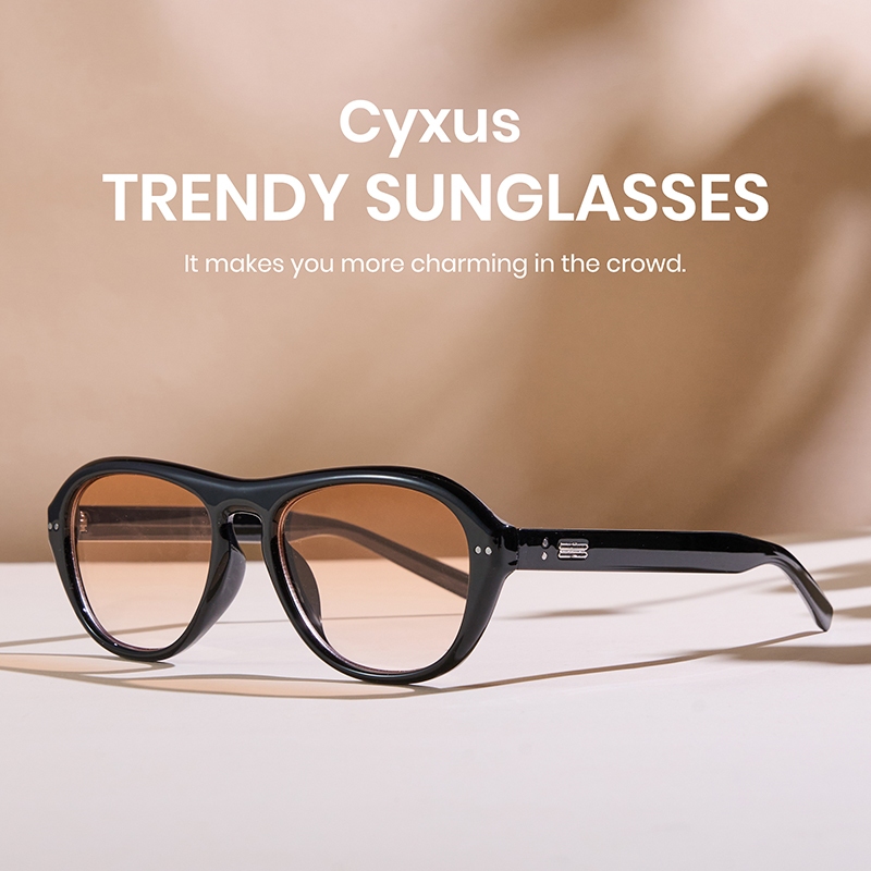 Cyxus Kính Mát Kính Râm Oval Retro Nam Nữ Chống Tia UV400 Hoàn Hảo Cho Đi Biển Lễ Hội Âm Nhạc Mua Sắm Và Du Lịch 1239