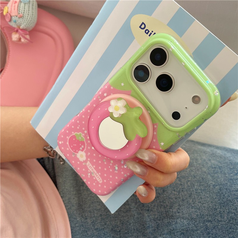IPhone 17 Pro Max 16 pro max Mẫu gương dâu tây Chất liệu TPU xử lý IMD Vỏ điện thoại