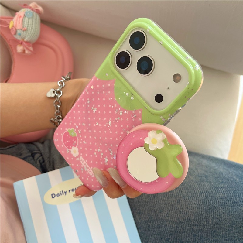IPhone 17 Pro Max 16 pro max Mẫu gương dâu tây Chất liệu TPU xử lý IMD Vỏ điện thoại