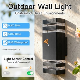 CANMEIJIA Đèn Gắn Tường Cảm Biến Chuyển Động IP65 Không Thấm Nước Ngoài Trời - Đèn Led 2 Bóng GU10 Thay Thế, Chiếu Sáng Trang Trí Ban Công, Sân Vườn, Hành Lang, Cầu Thang, Phòng Khách