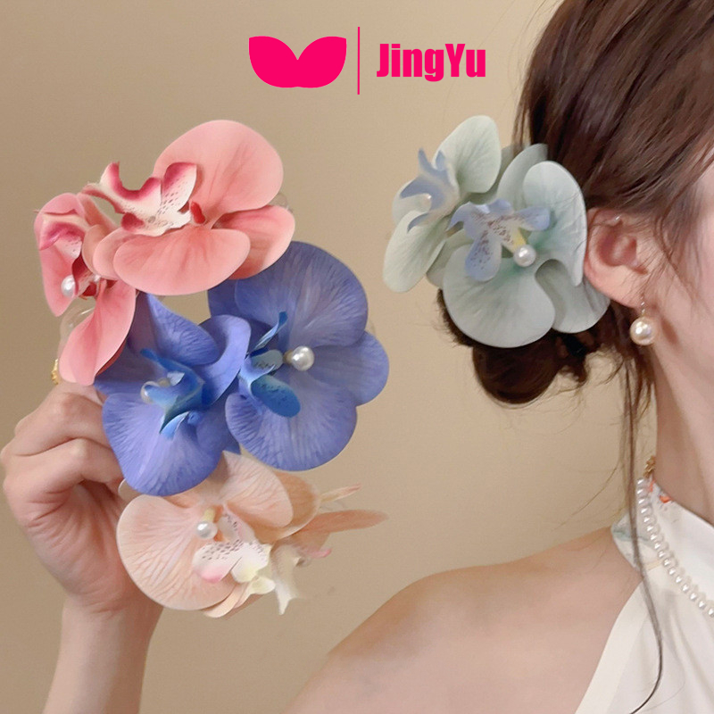 Sweet Niche Nhiễm Trùng Cao Cấp Smudge Vải Hoa Ngọc Trai Mỏ Vịt Kẹp Tóc