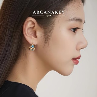 Bông tai hình chữ C cổ điển kiểu Pháp thiết kế rỗng tinh tế, phù hợpwear every day