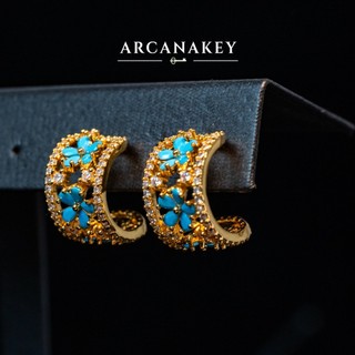 Bông tai hình chữ C cổ điển kiểu Pháp thiết kế rỗng tinh tế, phù hợpwear every day