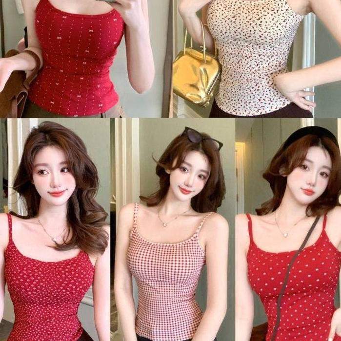 Hot Girl in hình áo yếm màu đỏ dành cho nữ có đệm ngực Áo lưng đẹp