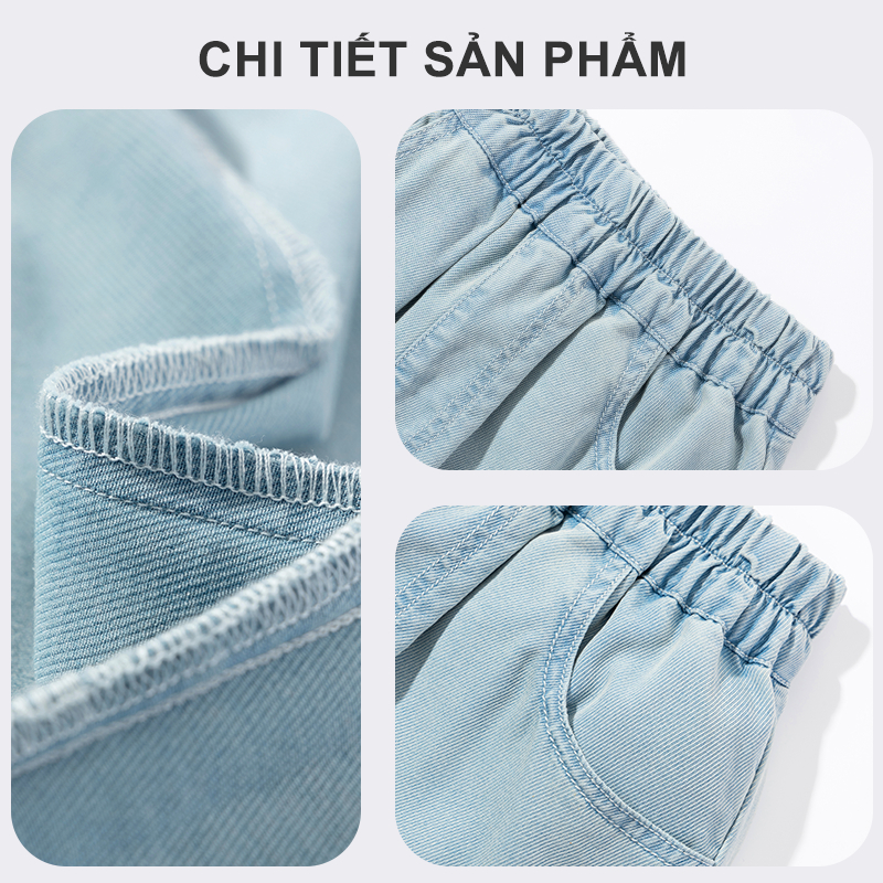 W.G.Q Quần jeans Tencel bé gái , Chất liệu denim Tencel cao cấp，Mát lạnh mùa hè, mềm mại êm ái，Công nghệ làm mát, vải jeans siêu mềm