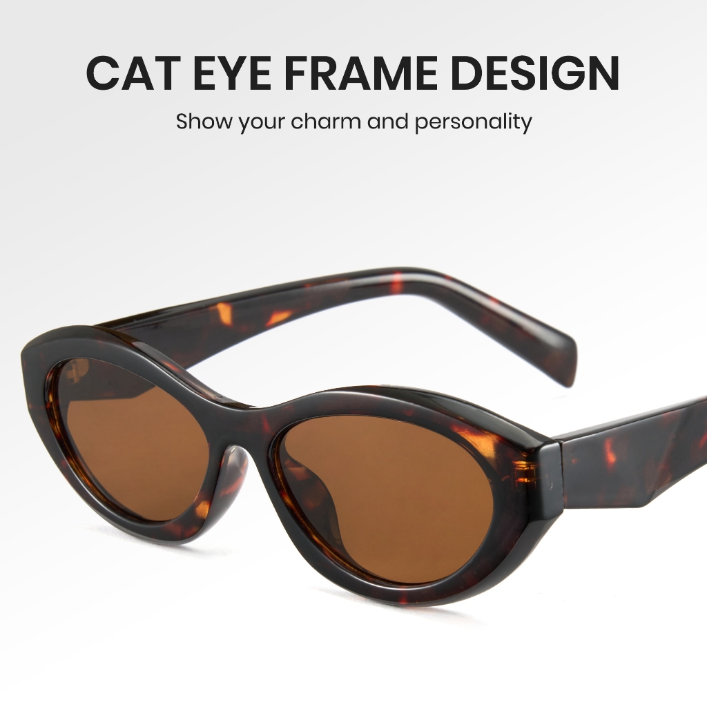Cyxus Kính Mát Y2K Retro Unisex Thiết Kế Mắt Mèo Bầu Dục Độc Đáo Chống Trượt Nhẹ Chống 99% UV Lái Xe 1185