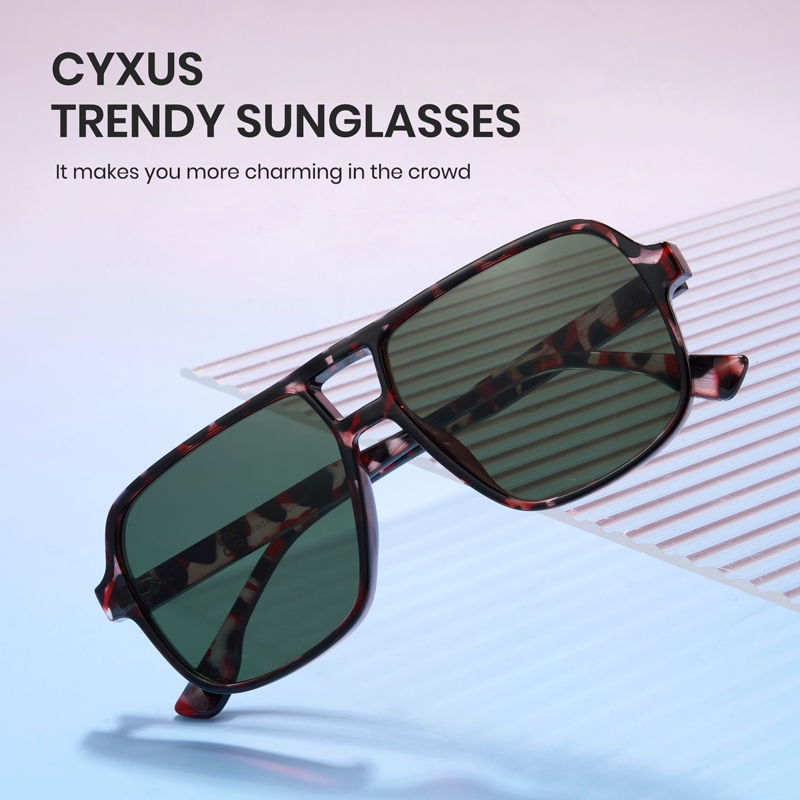 Cyxus Kính Râm Không Xốp Cầu Đôi Vintage Unisex Chống UV400 Nhẹ Bền Thoải Mái Phong Cách Đa Năng Dùng Hàng Ngày 1183