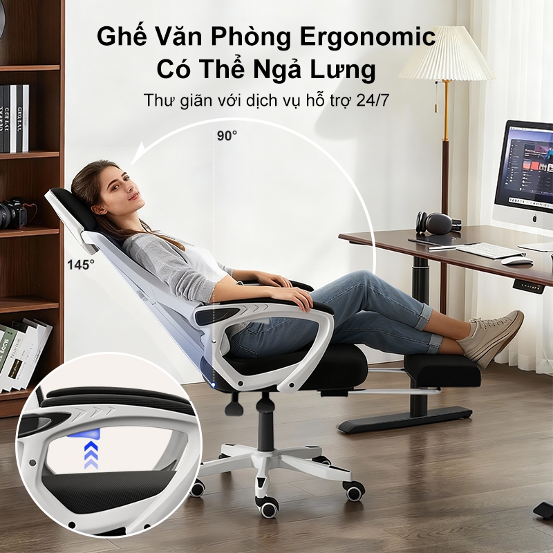 BRTHORY Ghế Xoay Văn Phòng.ghế công thái học.hống gù lưng ghế.nâng hạ,ghế gaming công thái học.ghế xoay 360.gác chân công thái học.