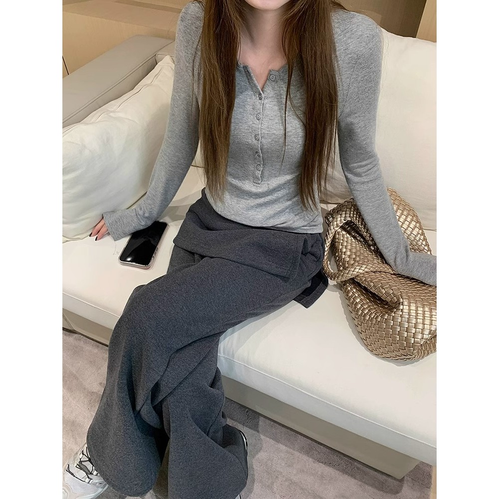 【BANKO】Quần nữ phong cách Hàn Quốc thu đông, thiết kế ôm body màu đen, chia mông trendy