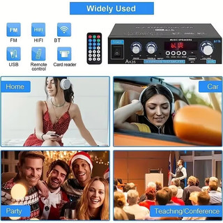 AK35 800W Bộ khuếch đại công suất gia đình 2 kênh Bluetooth TF Card Âm thanh vòm FM USB Điều khiển từ xa Mini HIFI Bộ khuếch đại kỹ thuật số âm thanh nổi