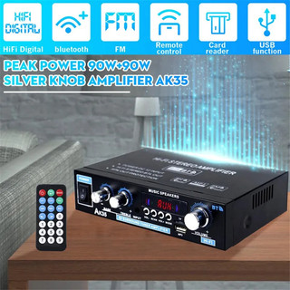 AK35 800W Bộ khuếch đại công suất gia đình 2 kênh Bluetooth TF Card Âm thanh vòm FM USB Điều khiển từ xa Mini HIFI Bộ khuếch đại kỹ thuật số âm thanh nổi