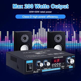 AK35 800W Bộ khuếch đại công suất gia đình 2 kênh Bluetooth TF Card Âm thanh vòm FM USB Điều khiển từ xa Mini HIFI Bộ khuếch đại kỹ thuật số âm thanh nổi